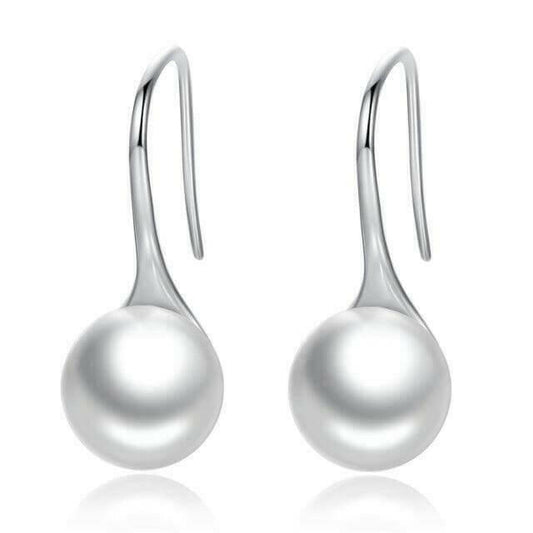 Elegant Round Pure Pearl Drop Earrings - Hannaca