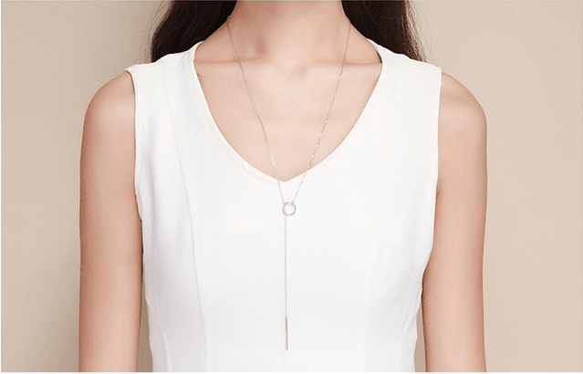 Line In Circle Necklace - Hannaca - Hannaca