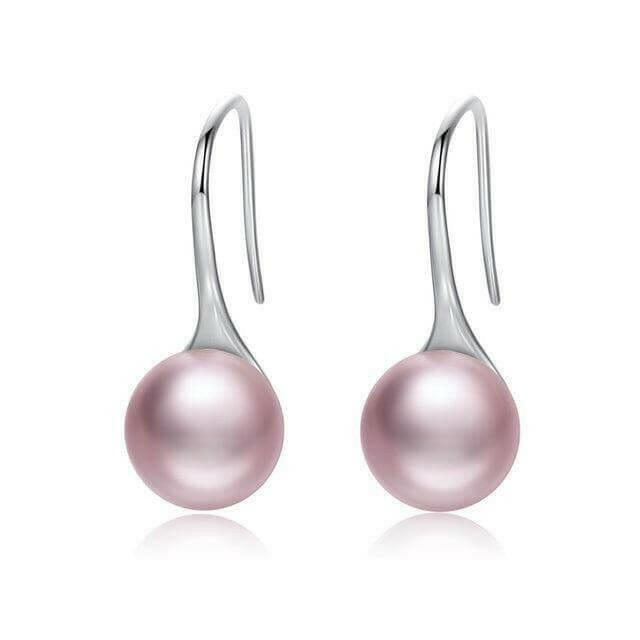 Elegant Round Pure Pearl Drop Earrings - Hannaca