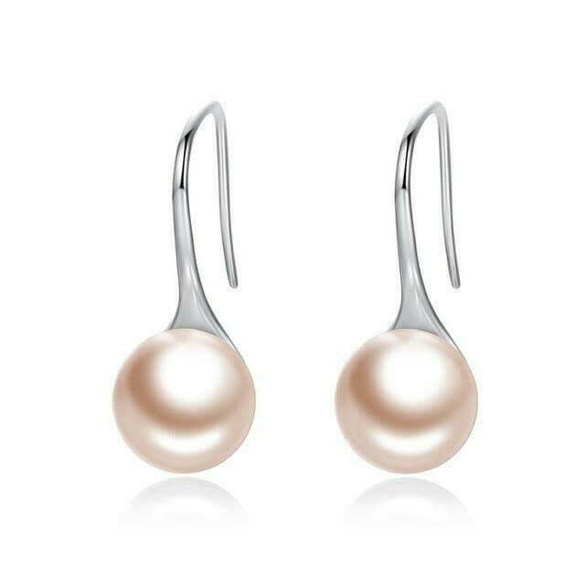 Elegant Round Pure Pearl Drop Earrings - Hannaca